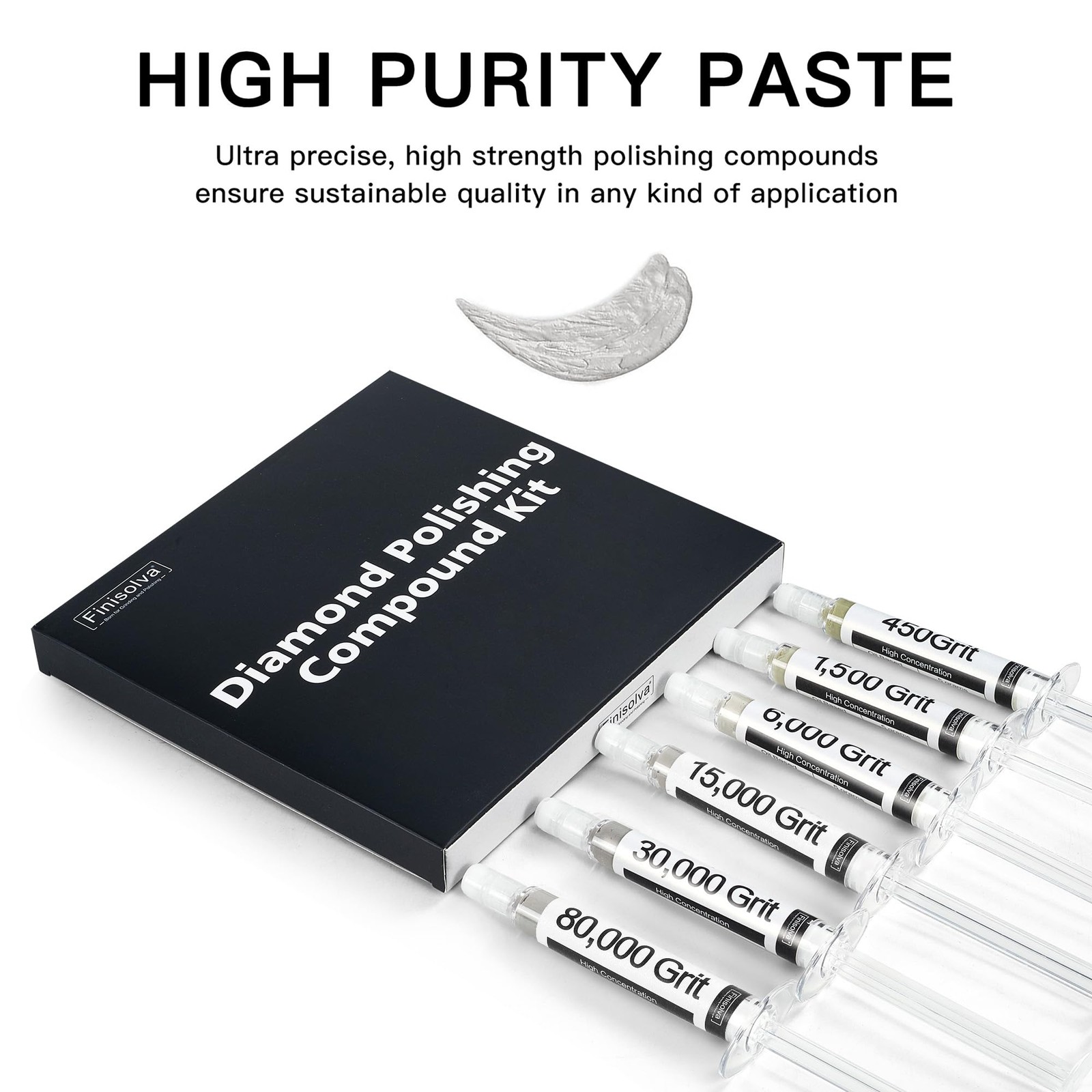 Diamond Polishing Compound Kit of 6 Lapping Paste 80,000 to 5 grams