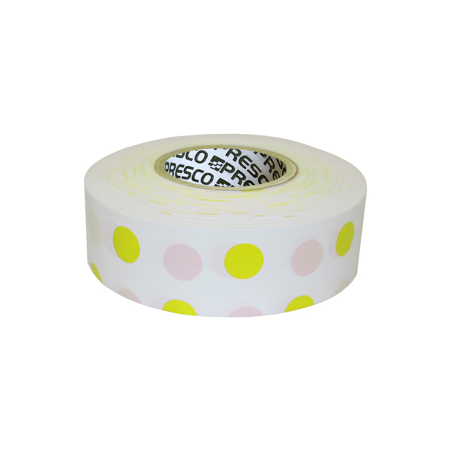 Presco Polka Dot Roll Flagging Tape: 1-3/16 in. x 300 ft. (White/Yellow Polka Do