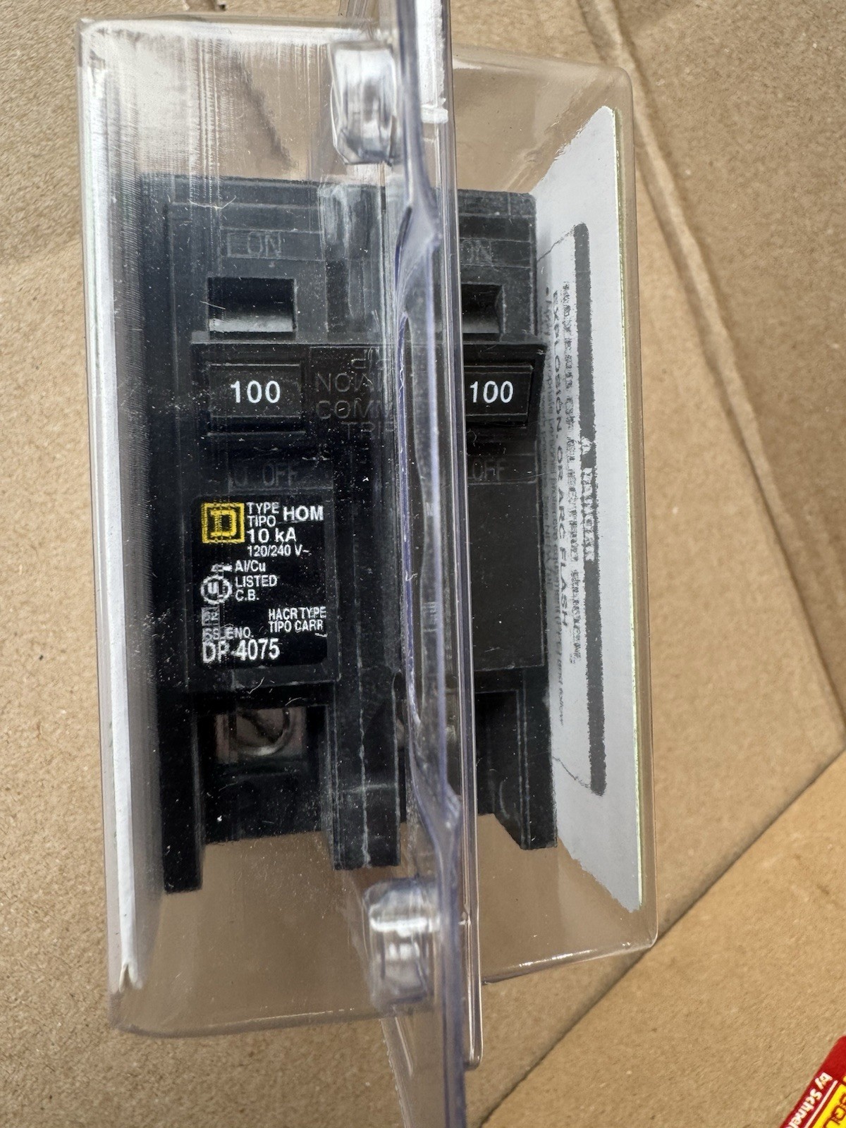 Square D HOM2100C 100A 2P Circuit Breaker 100 Amp 2 Pole Homeline HOM