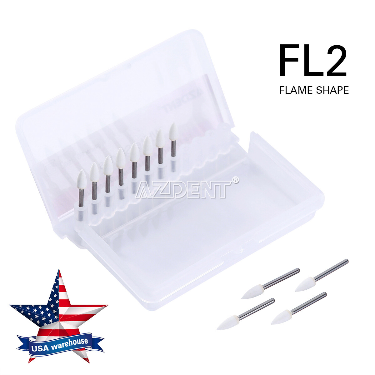 12pc/Set Dental White Polishing Stones Flame shape FG burs Arkansas Stone Points