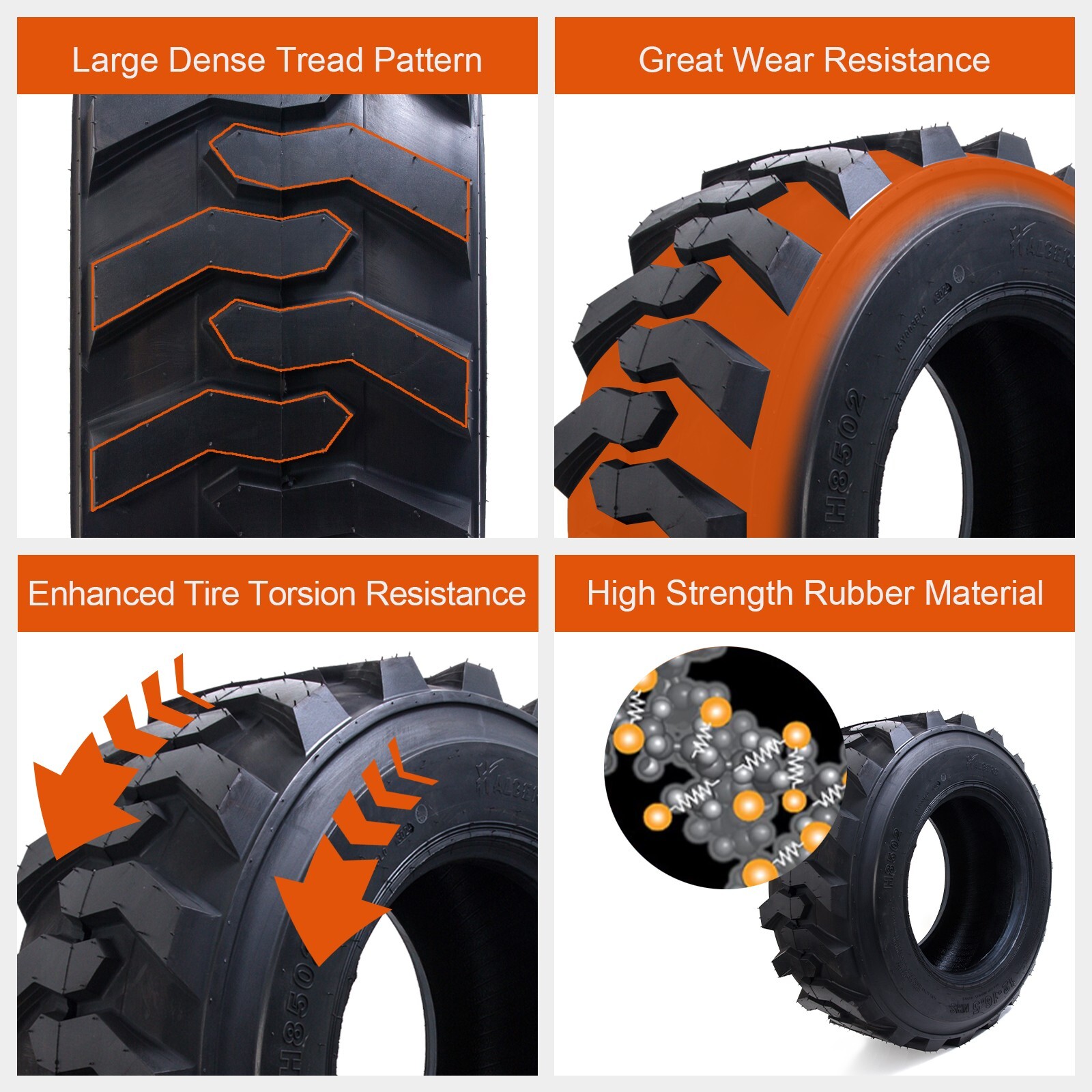 4X 12-16.5 Skid Steer Tires 12X16.5 SKS Tires 12 16.5 Heavy Duty 12PR Industrial
