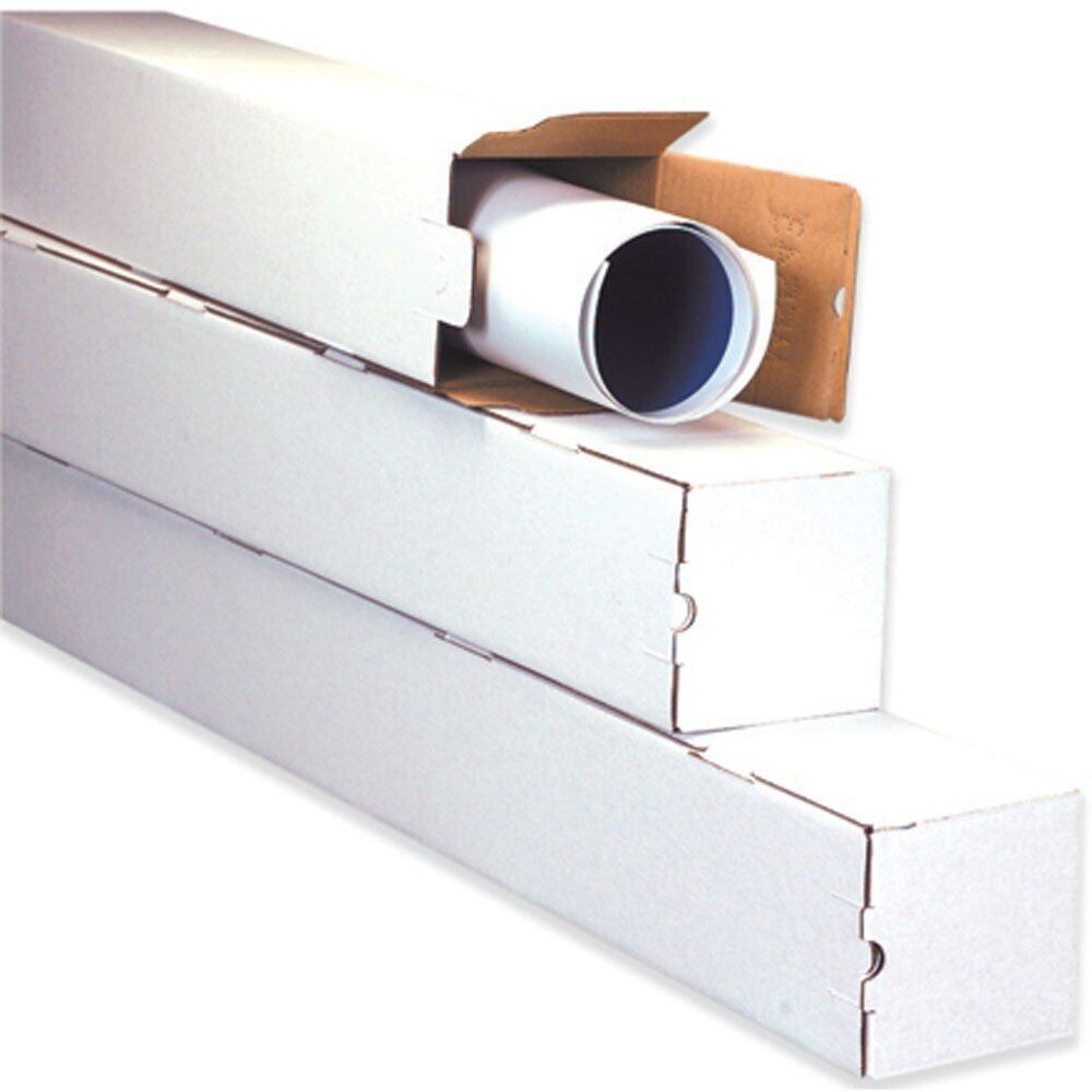 Tubes White Brown Box Corrugated Square 3″ Round 2″ Mailing Tube Storage 50 100