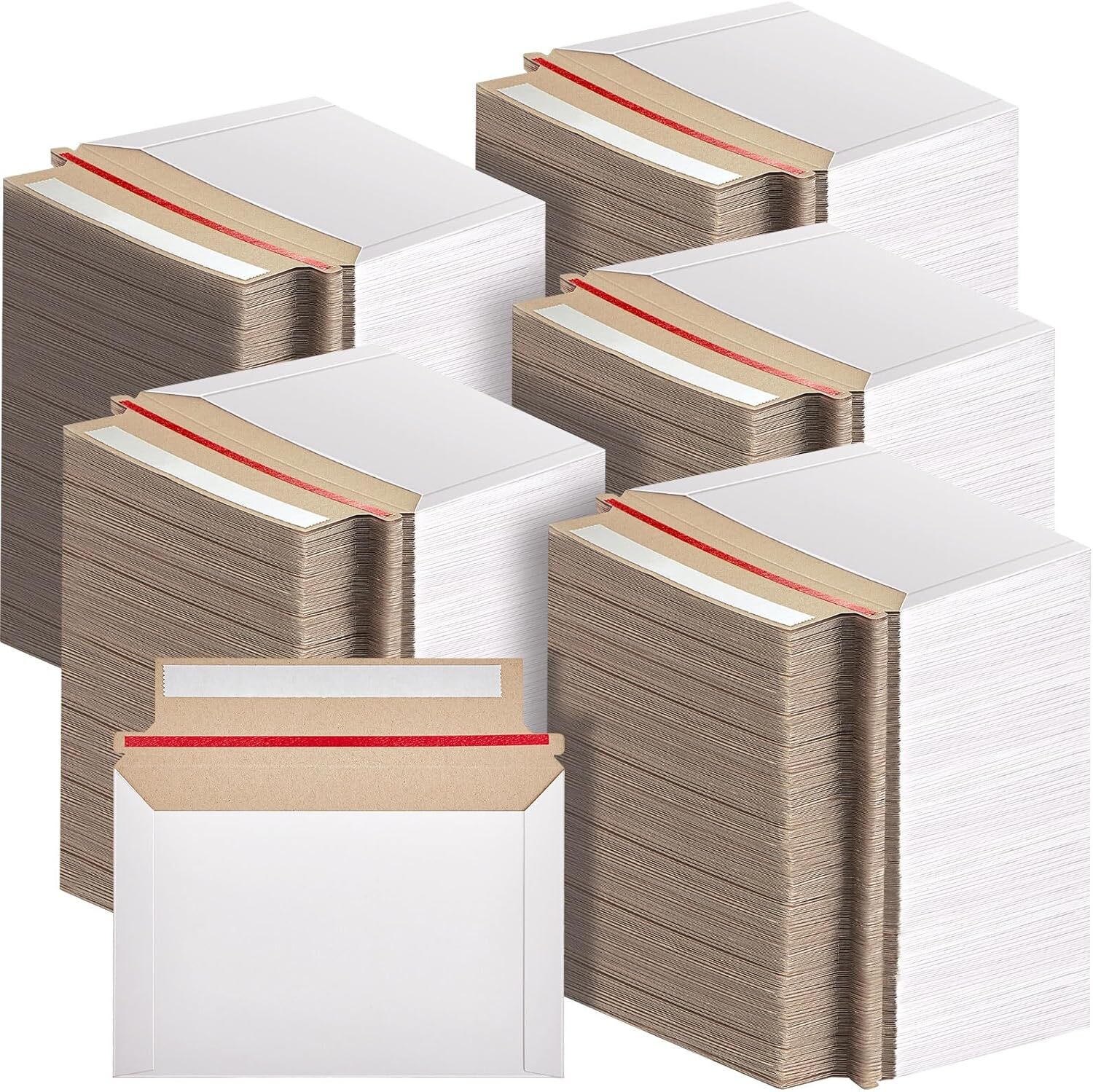 25-1000pcs 6.5 x 4.5 White RIGID PHOTO SHIPPING FLATS CARDBOARD ENVELOPE MAILERS