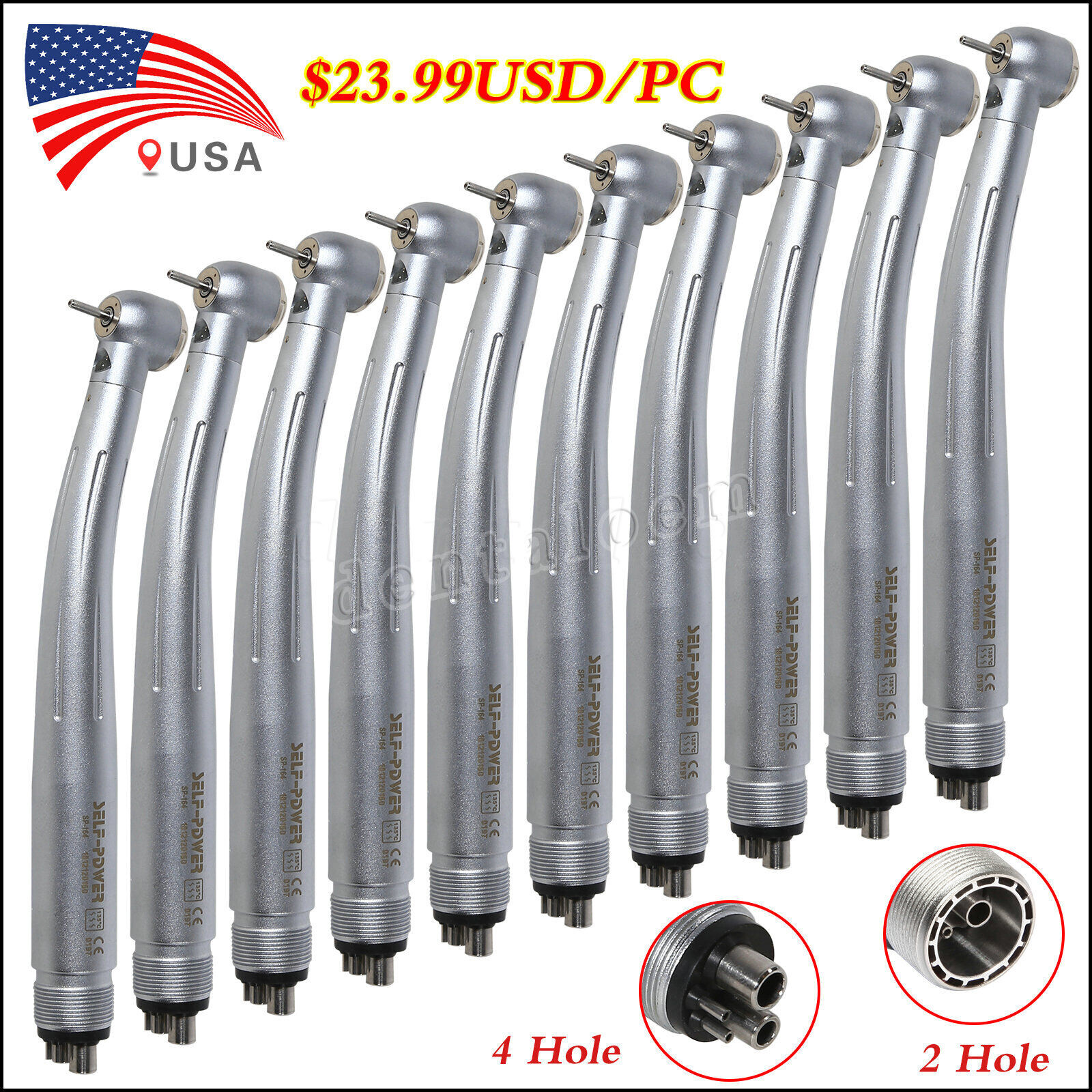 1-10 Turbina LED 2/4 orificios con pieza mano de alta velocidad dental NSK Style