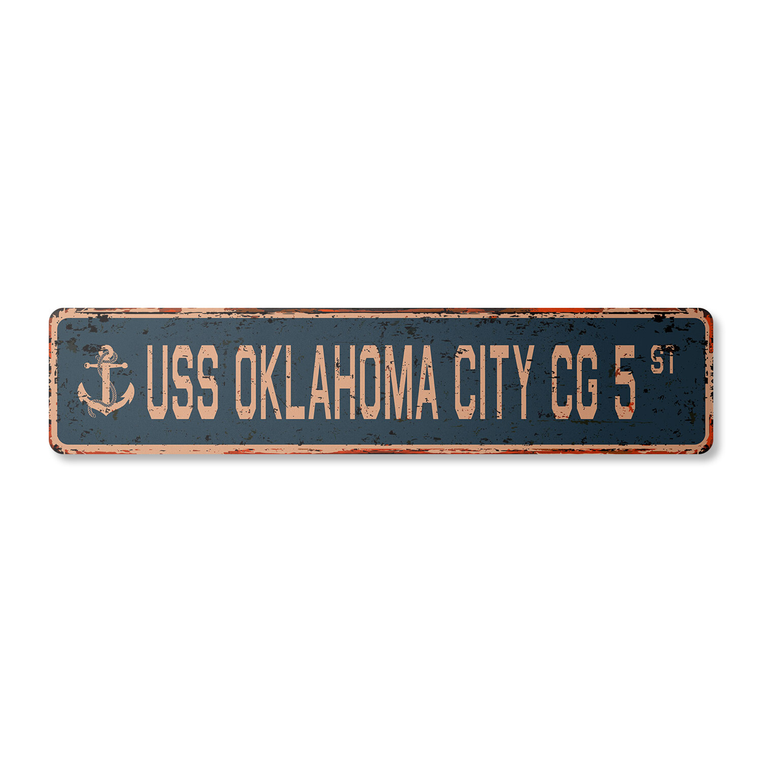 USS OKLAHOMA CITY CG 5 Vintage Street Sign us navy ship veteran sailor rustic