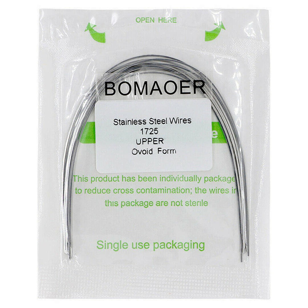 30×Dental Ortho Stainless Steel Rectangular Arch Wire Ovoid Form 17×25 Upper