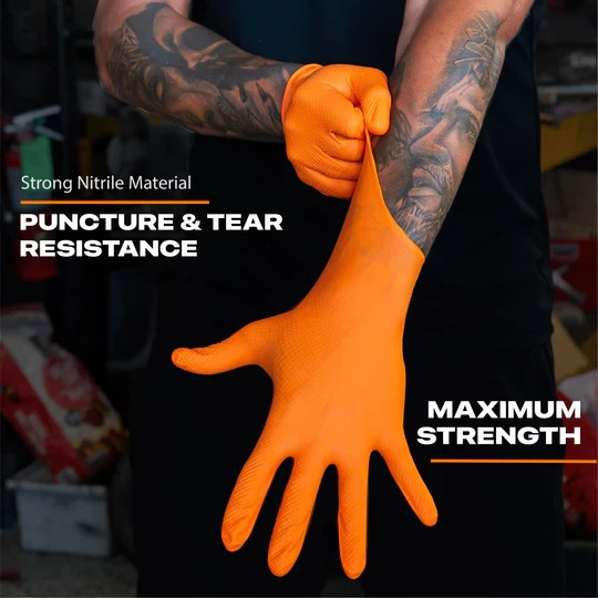 Professional Nitrile Gloves 4/6/8 Mil Black & Orange – All Sizes