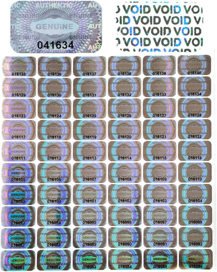 Dose Not Apply 120 Pcs Authentic Hologram Labels/Stickers Silver Transfer Tamper