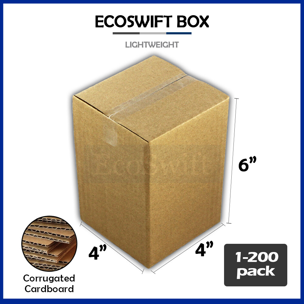 1-200 4x4x6 «EcoSwift» Cardboard Packing Mailing Shipping Corrugated Box Cartons