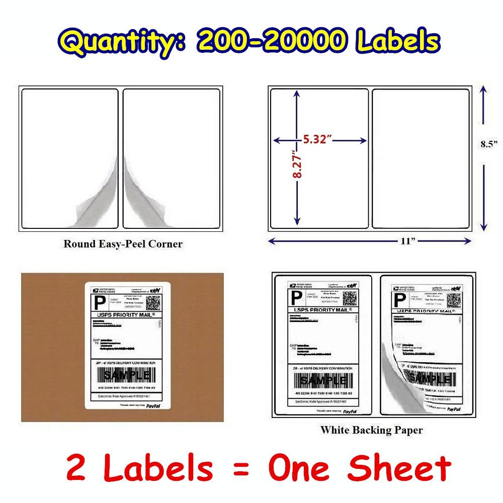 200-20000 8.5×5.5 Round Corner Shipping Label Half Sheet Self Adhesive Wholesale