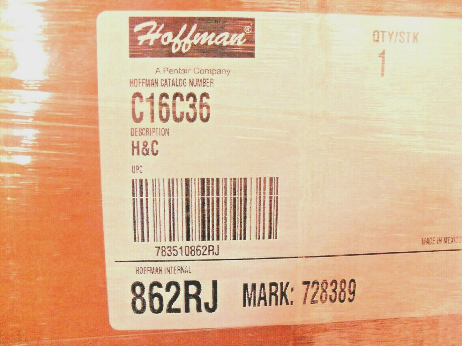 QTY 1-Hoffman C16C36 – Gray Enclosure Box – Steel- – 862RJ- w/ back plate panel