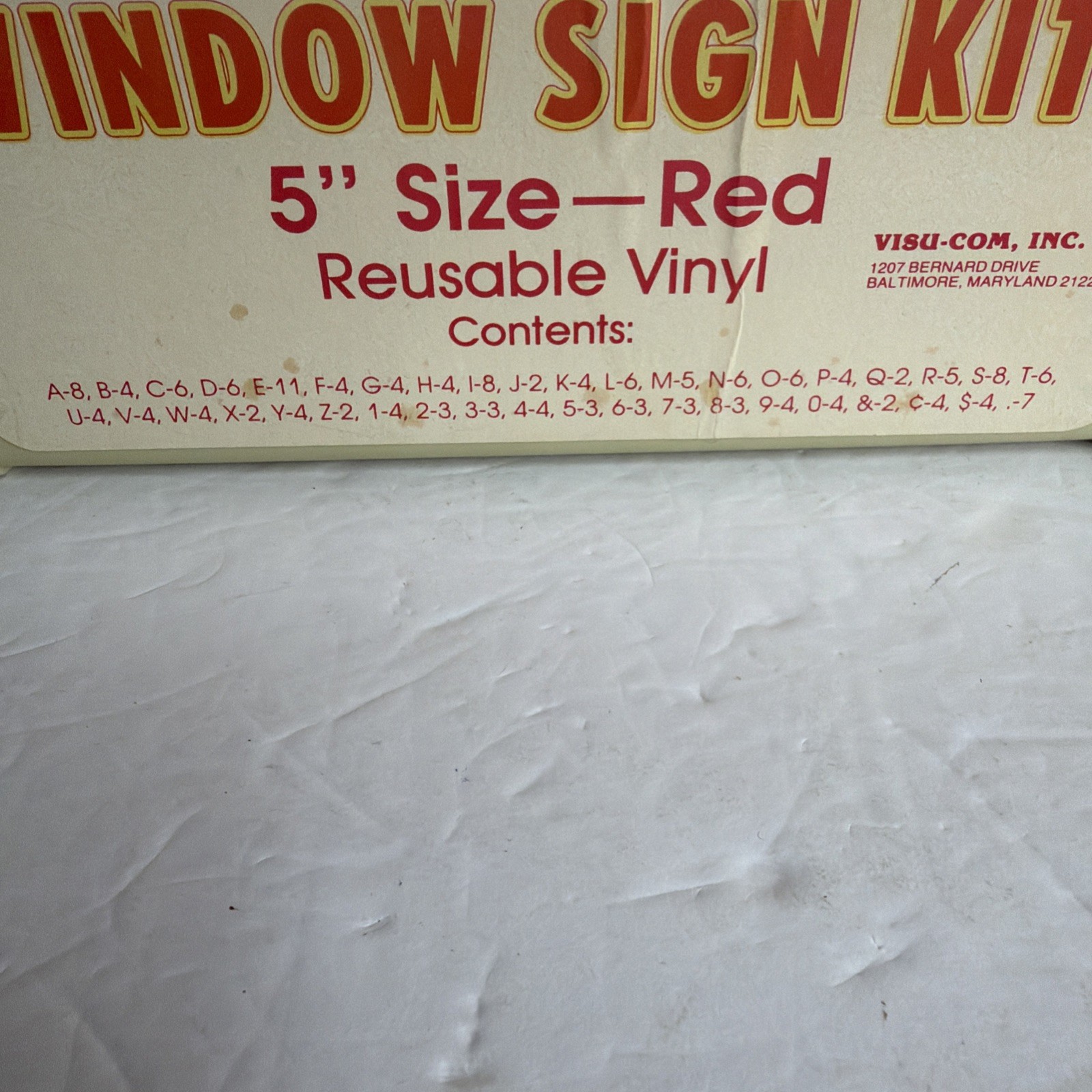 Presto Static Cling 5” Window Sign Kit Letters Numbers Symbols