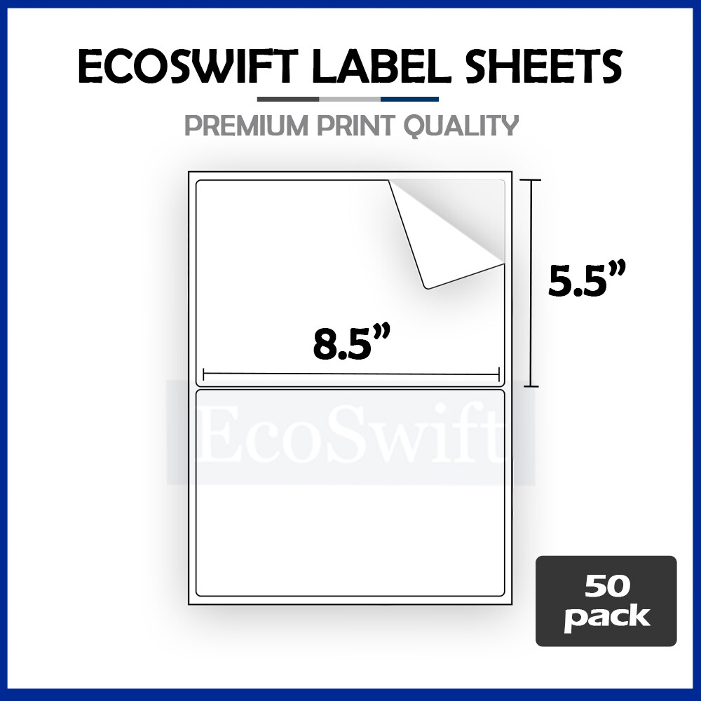 (100) 8.5 x 5.5 XL EcoSwift Shipping Half-Sheet Self-Adhesive eBay PayPal Labels
