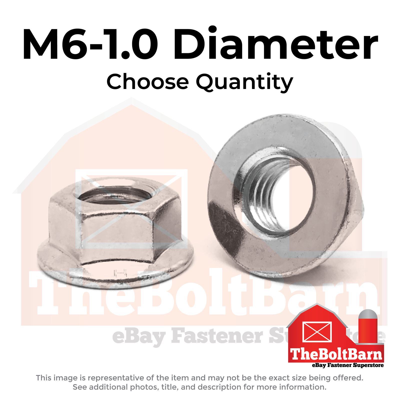 M6-1.0 A2-70 Stainless Steel Hex Flange Nuts (Choose Qty)