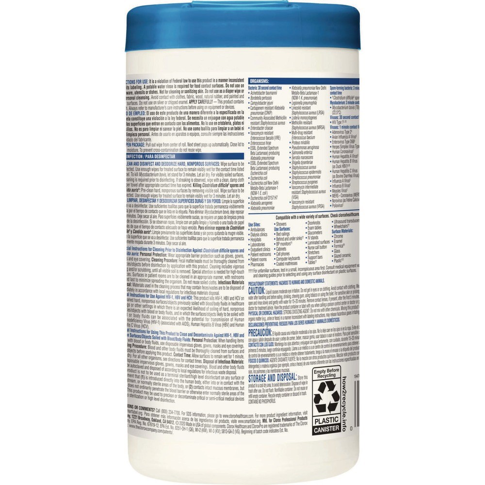 Clorox Healthcare 35309 6.75″ x 9″ Bleach Germicidal Wipes – White Unscented New