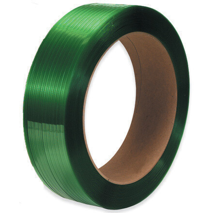 5/8″ x 4400′ 16 x 6″ Core Polyester Strapping, Green