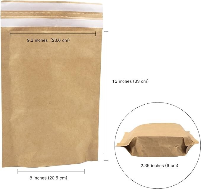 Kraft Paper Poly Envelopes Mailer, Self Seal, 100% Recyclable, Reusable Packa…