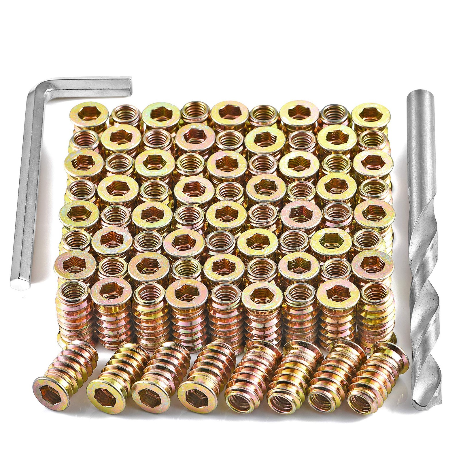 PGMJ 200 Pcs Threaded Inserts for Wood – One Size, 200 1/4″-20 x 20mm