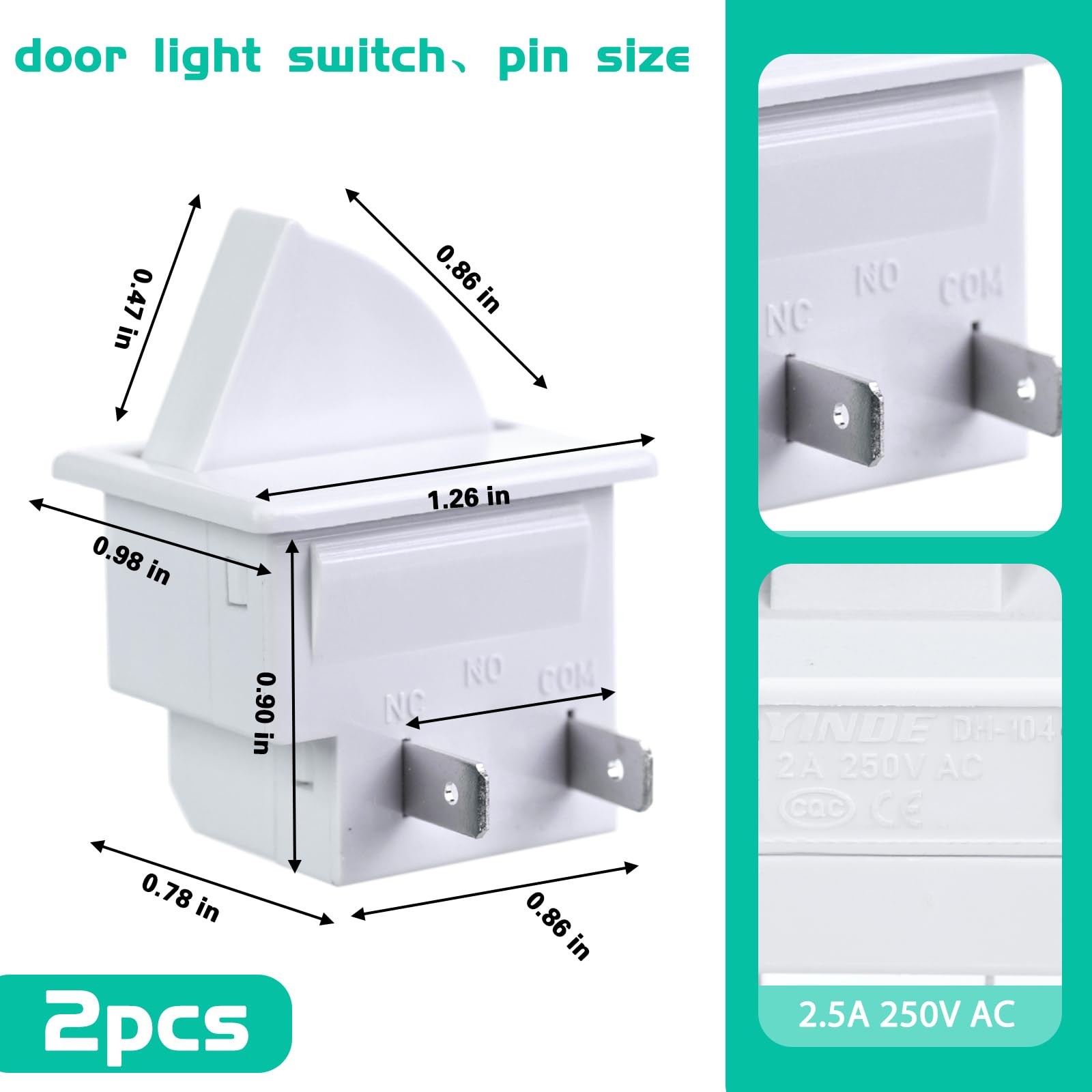 Refrigerator Door Light Switch – Compat w/ Whirlpool, GE, Maytag, Amana, Kenmore