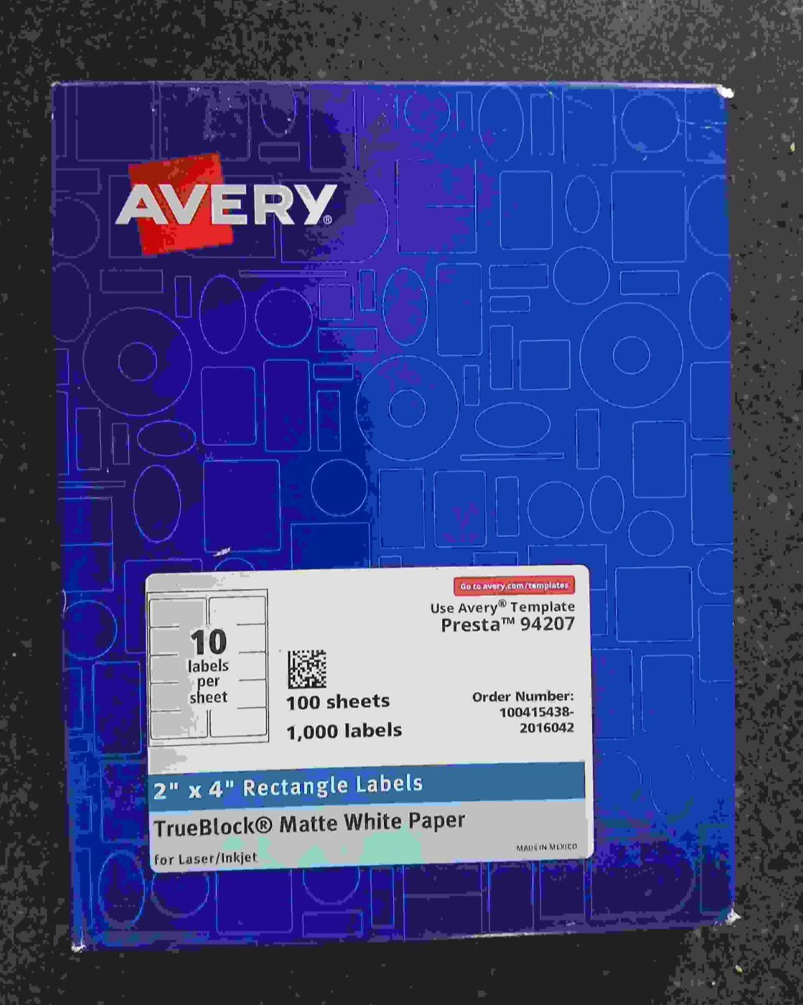 Avery Presta 94207 2×4 Labels Trueblock Matte WhitePaper 100 sheets 1000 labels