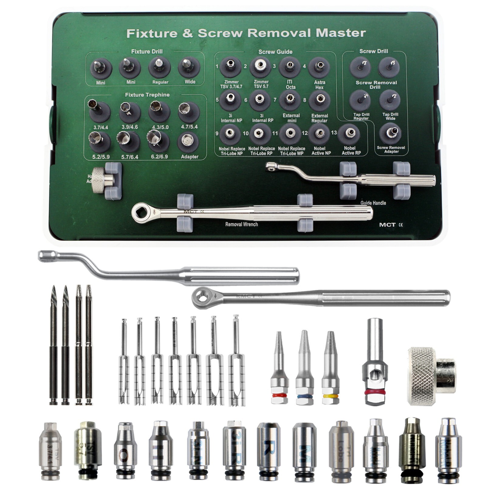 Implant Fixture & Fractured Screw Removal Kit Drill Bar Tap MCT FSRK-02 HeaNeam