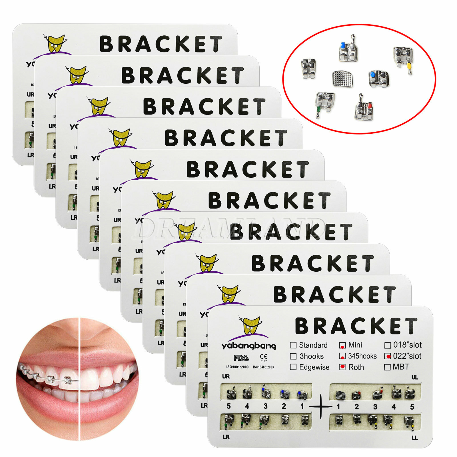 100Packs Dental Orthodontics Bracket Braces Mini Roth 022″ 3-4-5hooks #2 RP^^op