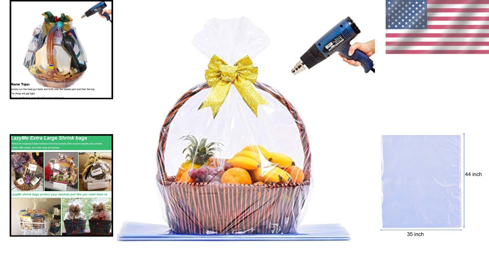 High Clarity Extra Large Shrink Wrap Bags 35×44 – Perfect for Holidays & Events