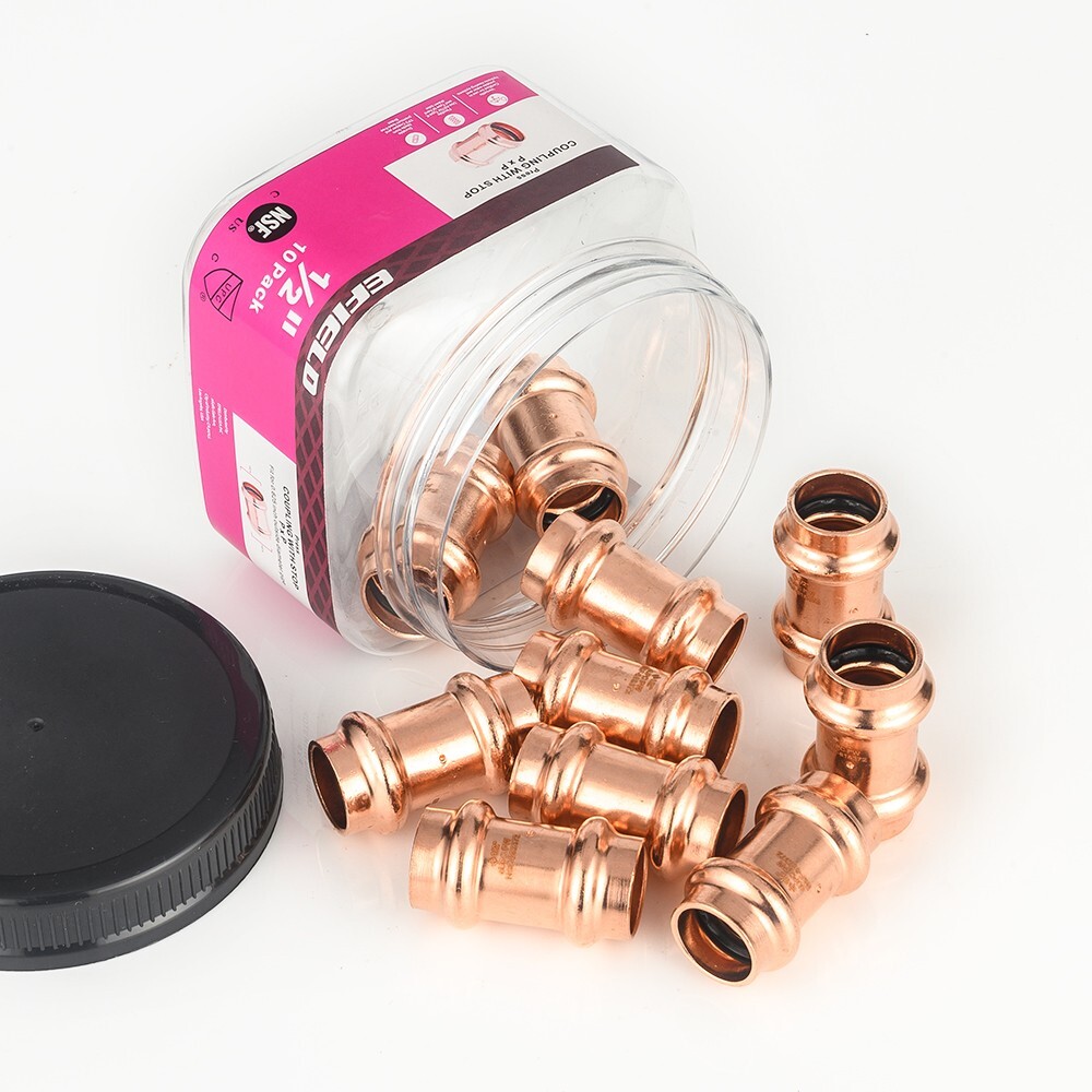 10 PCS EFIELD 1/2 » Press Fit Coupling with Stop, No Lead , Pro Pack