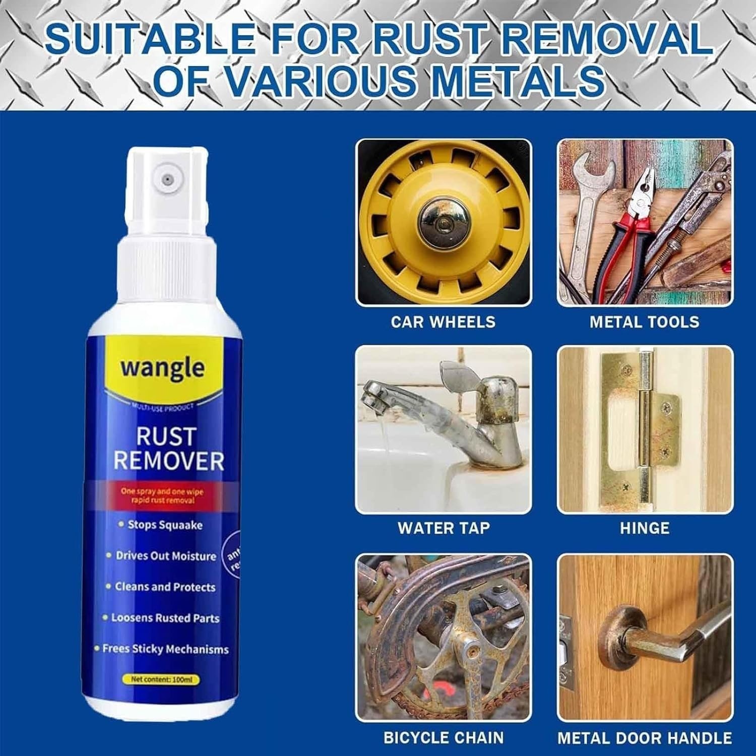 Multifunctional Metal Rust Remover,Rust Removal Spray,Anti-Rust Lubricant Spray