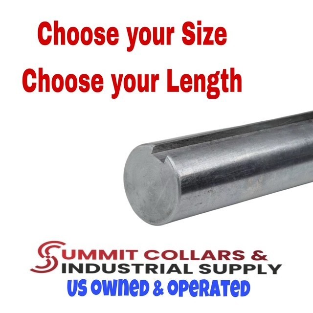 Round Keyed Shaft 1/2″,5/8″, 3/4″, 7/8″, 1″ Precision Cut C1018 Cold Drawn Steel
