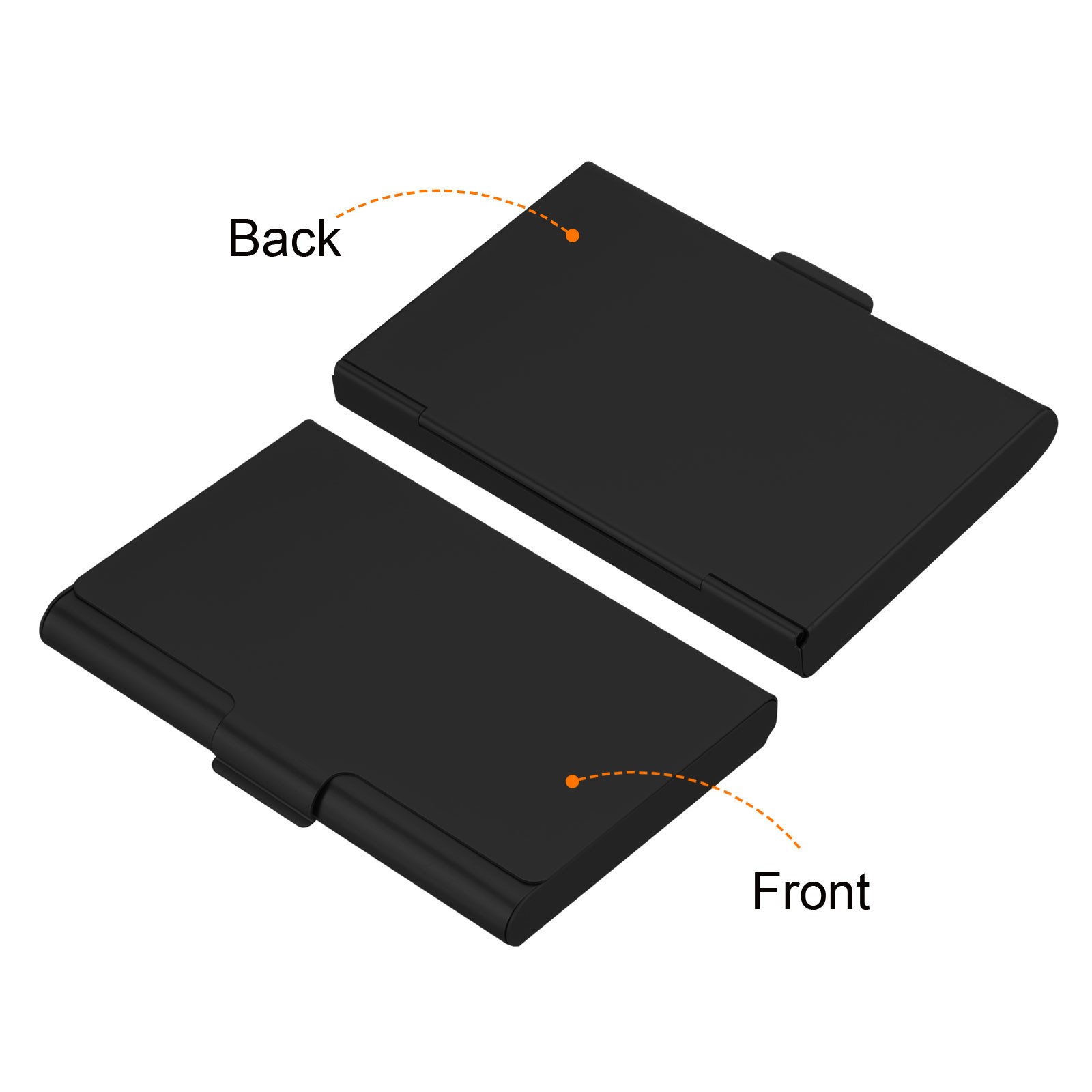 2 x Business Card Holder Aluminum Metal Card Case Professional Pocket Black