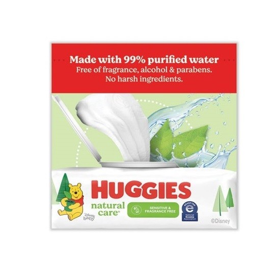 Natural Care Sensitive Baby Wipes, 1-Ply, 3.88 x 6.6, Unscented, White, 184/Pack