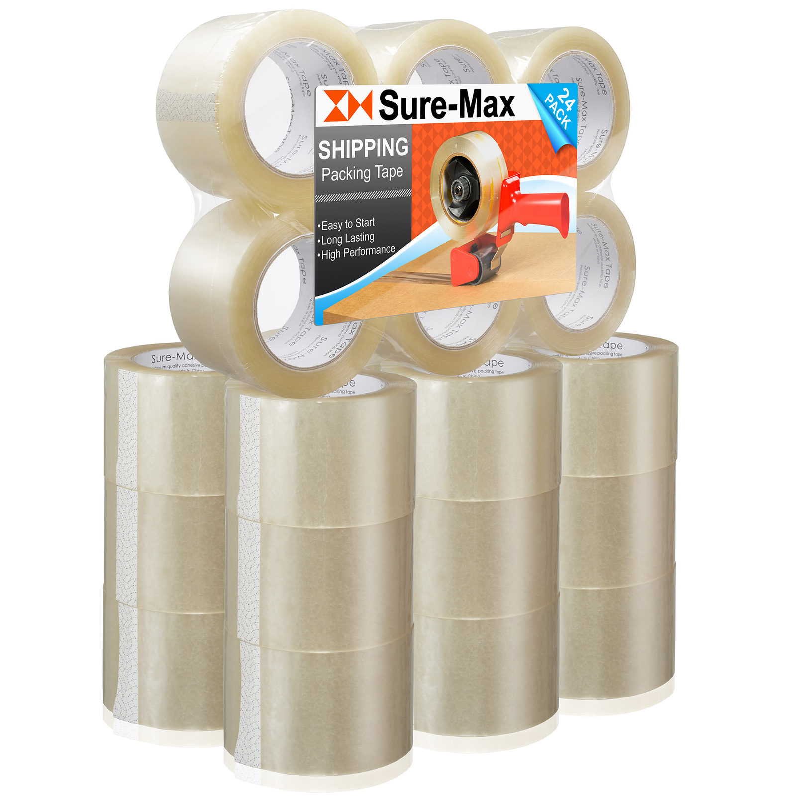 24 Rolls 3″ Extra-Wide Clear Shipping Packing Moving Tape 110 yds/330′ ea – 2mil