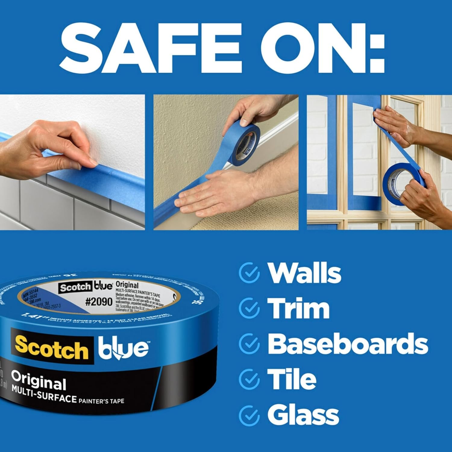 3M Scotch 2090 Blue Painters Tape: 1 in. x 60 yds. (Blue)