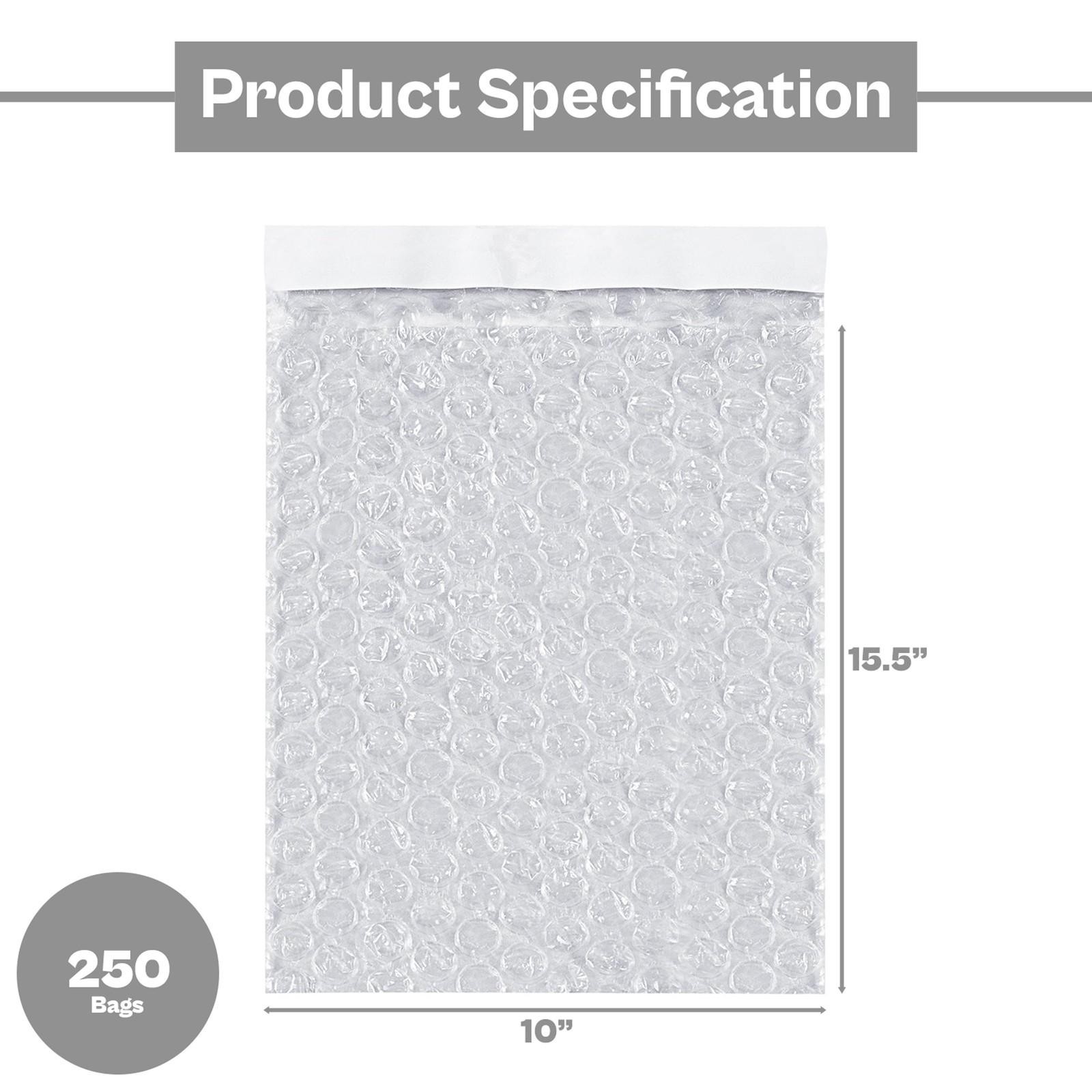 Clear Bubble Out Self Seal Bags 10″ x 15.5″ Shipping Protective Pouches 250 Pcs