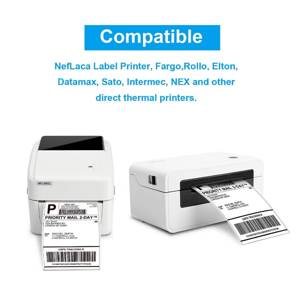 500 4″ x 6″ Fanfold Direct Thermal Shipping Labels for Zebra & Rollo Printers US