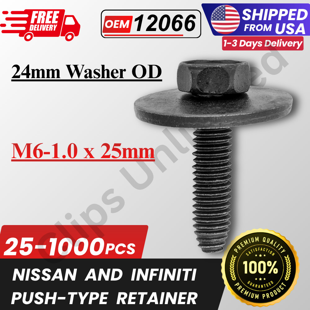 A 12066 M6-1.0 x 25mm Hex Head SEMS Bolt 24mm Washer OD GM 11503982, 25-1000PCS