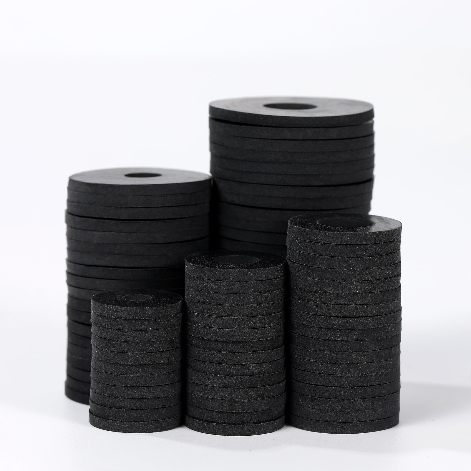 120Pcs Flat Rubber Washers Assortment Kit,16/18/20/25/30mm Black
