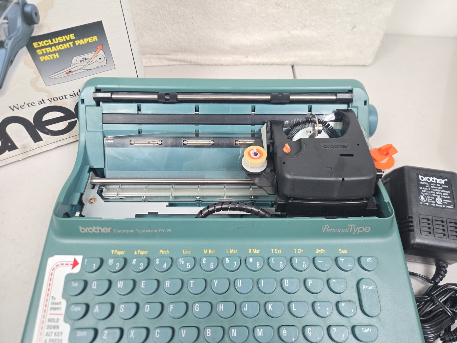 Brother Personal Portable Typewriter PY-75 Teal Blue Clean Tested