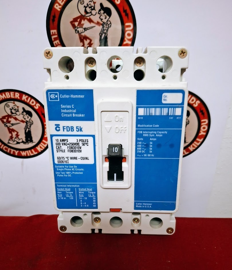 EATON CUTLER-HAMMER FDB3010V 10 AMP 3P 600V CIRCUIT BREAKER SHIPS SAME DAY
