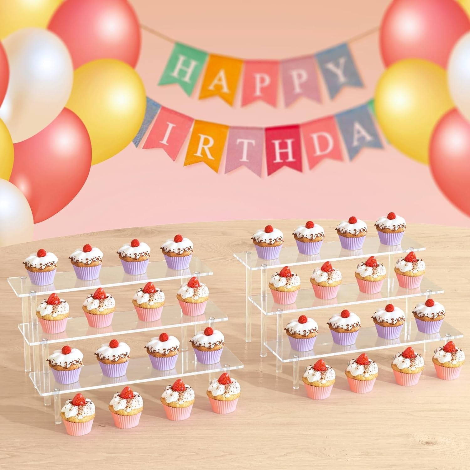 3 Tier Acrylic Display Risers Stand for Perfume, Cupcakes & Figurines