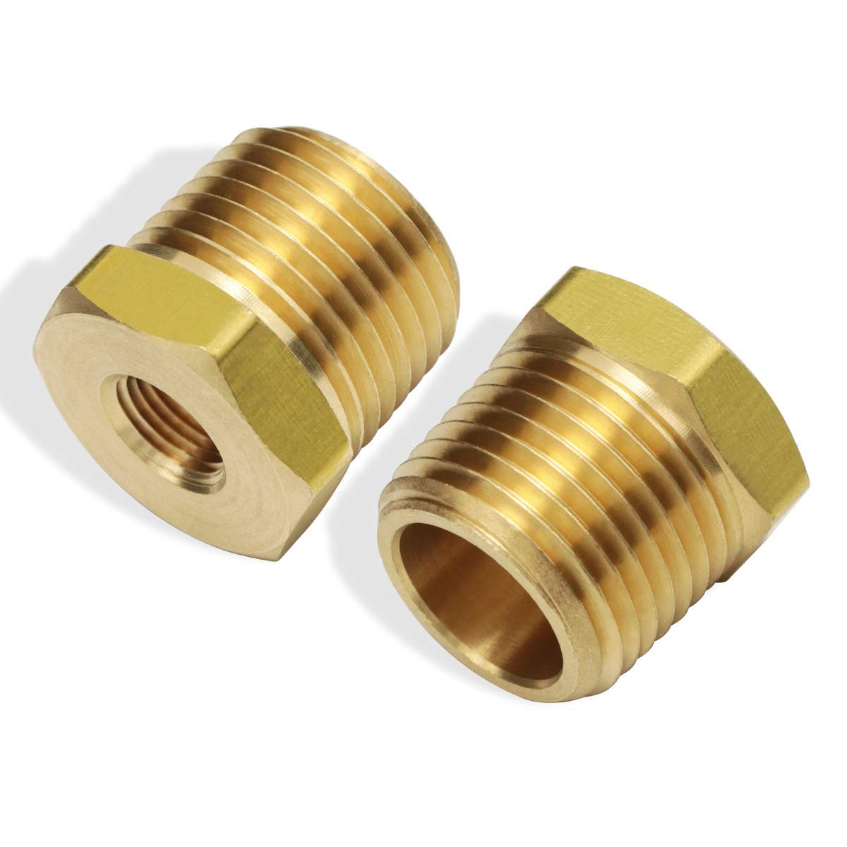 1/2 Inch NPT Male Thread to 1/8 Inch NPT Female Reducing Brass Pipe Fi
