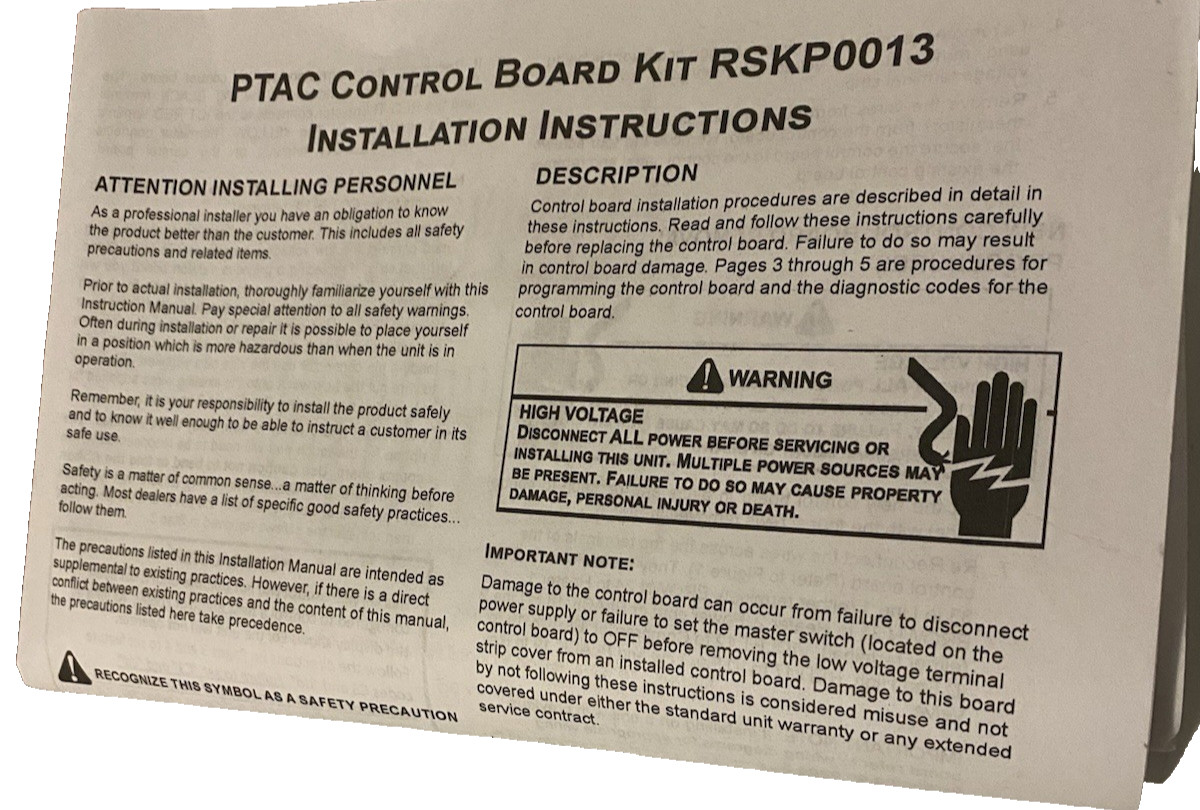 Amana Ptac Control Circuit Board fits PTC124E35AXXXAB unit Compatible