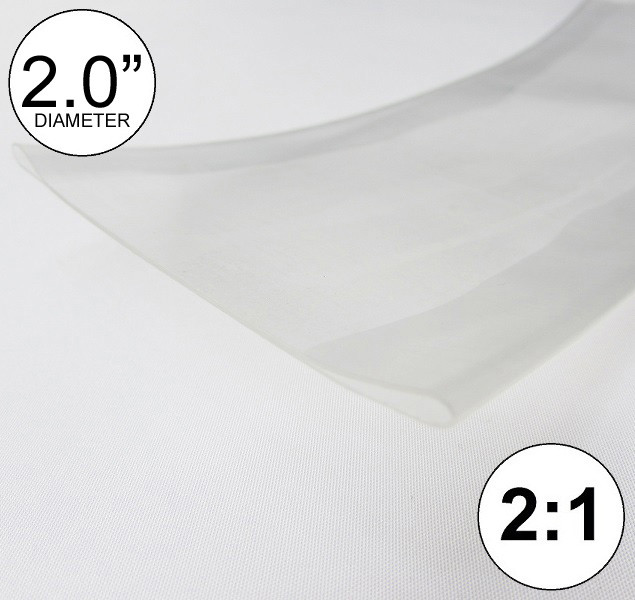 2″ ID Clear Heat Shrink Tube 2:1 ratio 2.0″ wrap (2×24″= 4 feet) inch/ft/to 50mm