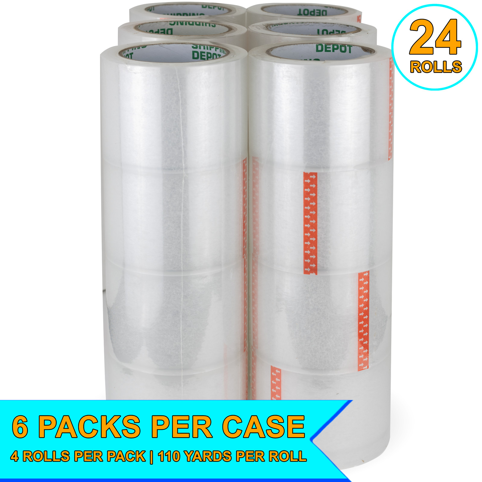 24 Rolls of Shipping Depot Carton Box Sealing Clear Packing Tape 3″ x 110 Yds