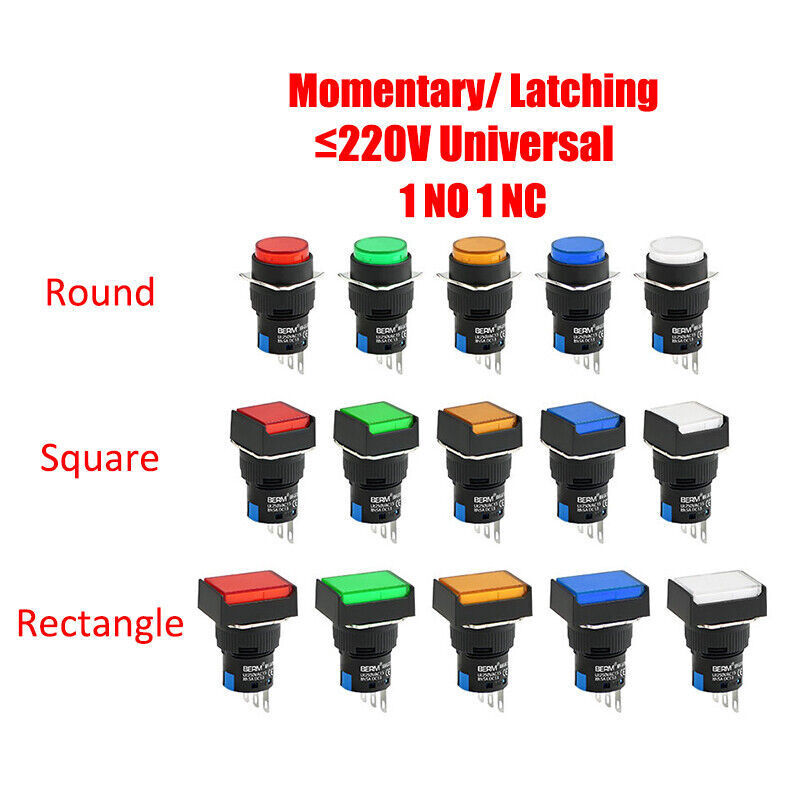 Push Button Switch Momentary/ Latching Start Stop ON/OFF 1 NO 1 NC 16mm 12V/24V