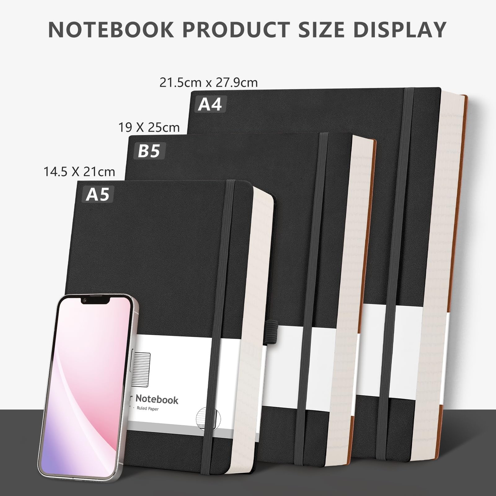 Thick Lined Journal Notebook 720 Pages Black Leather Journals for Writing 360