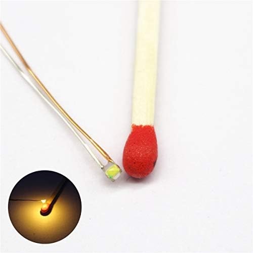Title25pcs Pre-soldered Micro Litz Wired Leads Golden Yellow SMD Led 0603 +