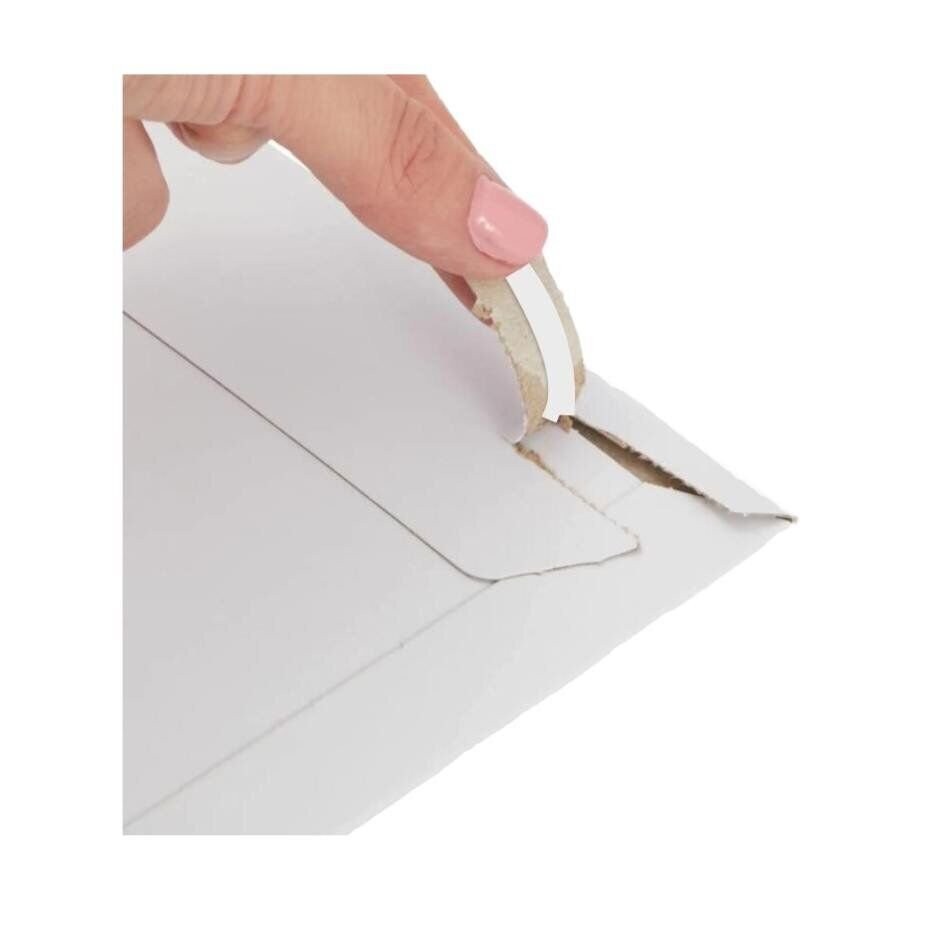 50 – 12.75″ x 15″ White Rigid Stay Flats Self-Seal Cardboard Envelope Mailers