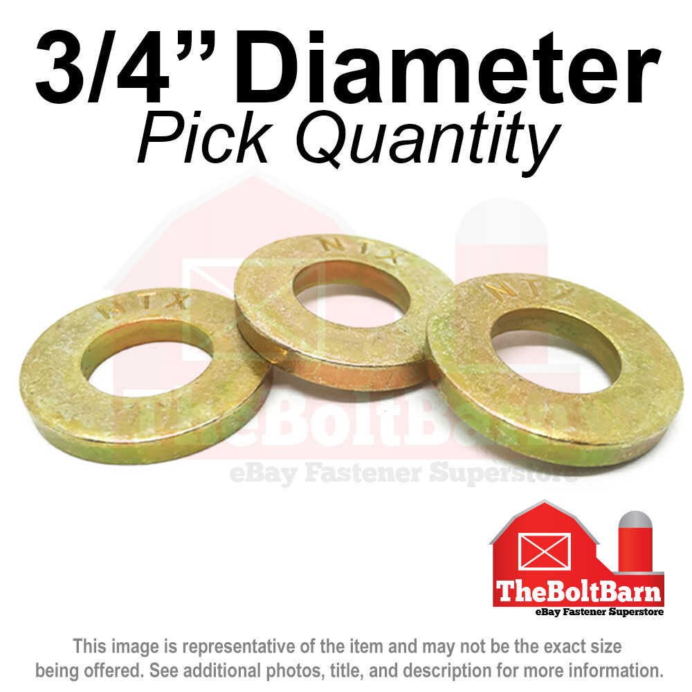 3/4″ SAE Extra Thick Flat Washers Grade 8 Steel Zinc Yellow (Pick Quantity)